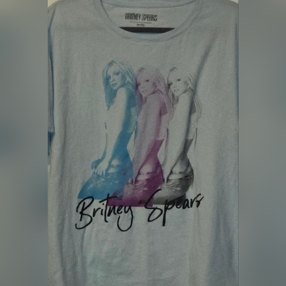 Britney Spears Women's XL Short Sleeve Shirt Light Blue Graphic Tee Official